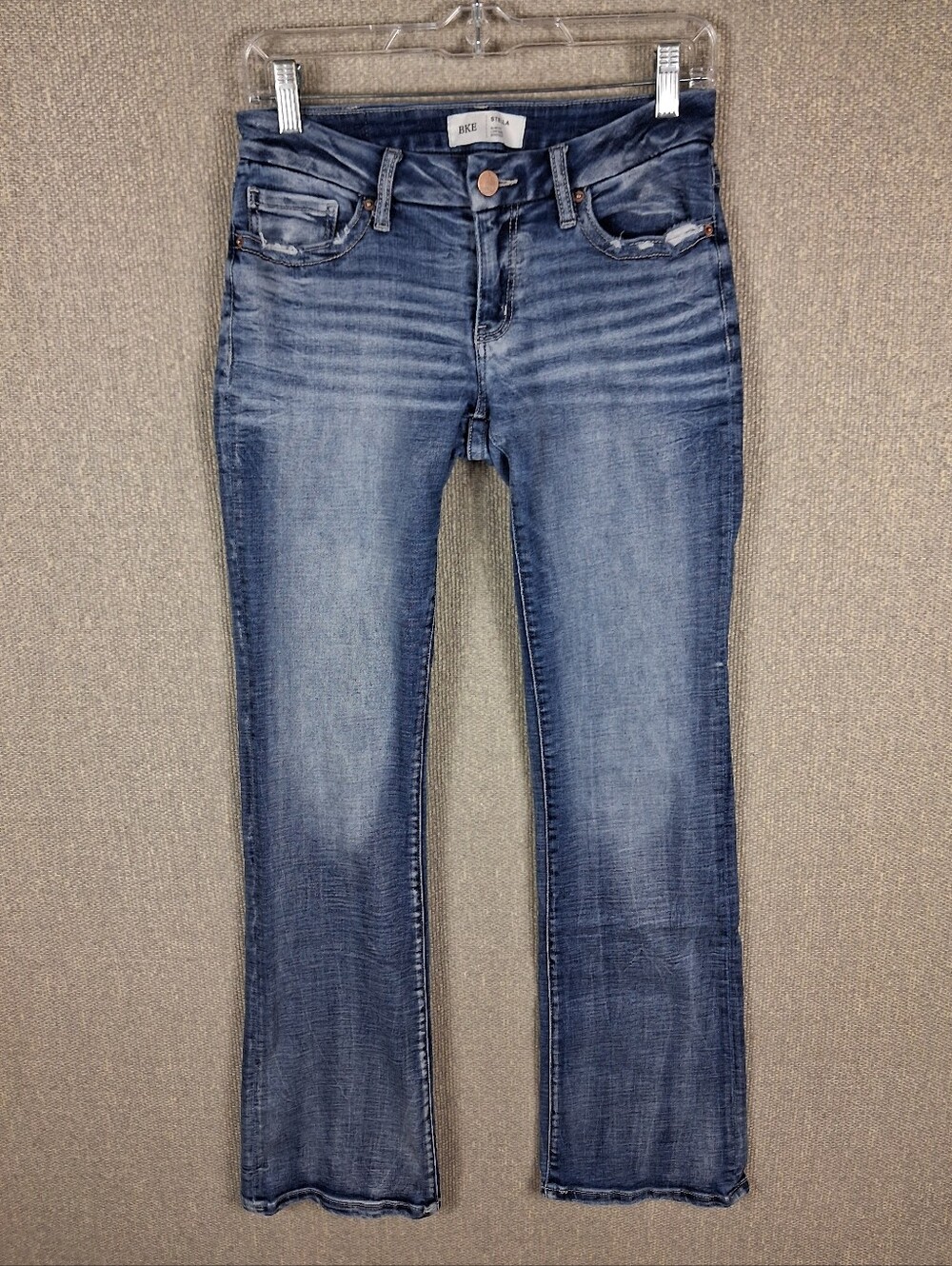 BKE Stella Jeans Womens 27x33.5 Blue Slim Fit Low Rise Bootcut Stretch 5 Pocket